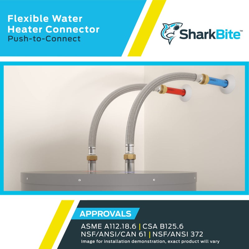 SharkBite موصل سخان الماء المرن المضفر بطول 15 بوصة من شيركبايت، 3/4 بوصة توصيل بالضغط x 3/4 بوصة FIP، فولاذ مقاوم للصدأ، U3088FLEX15LF - Image 5